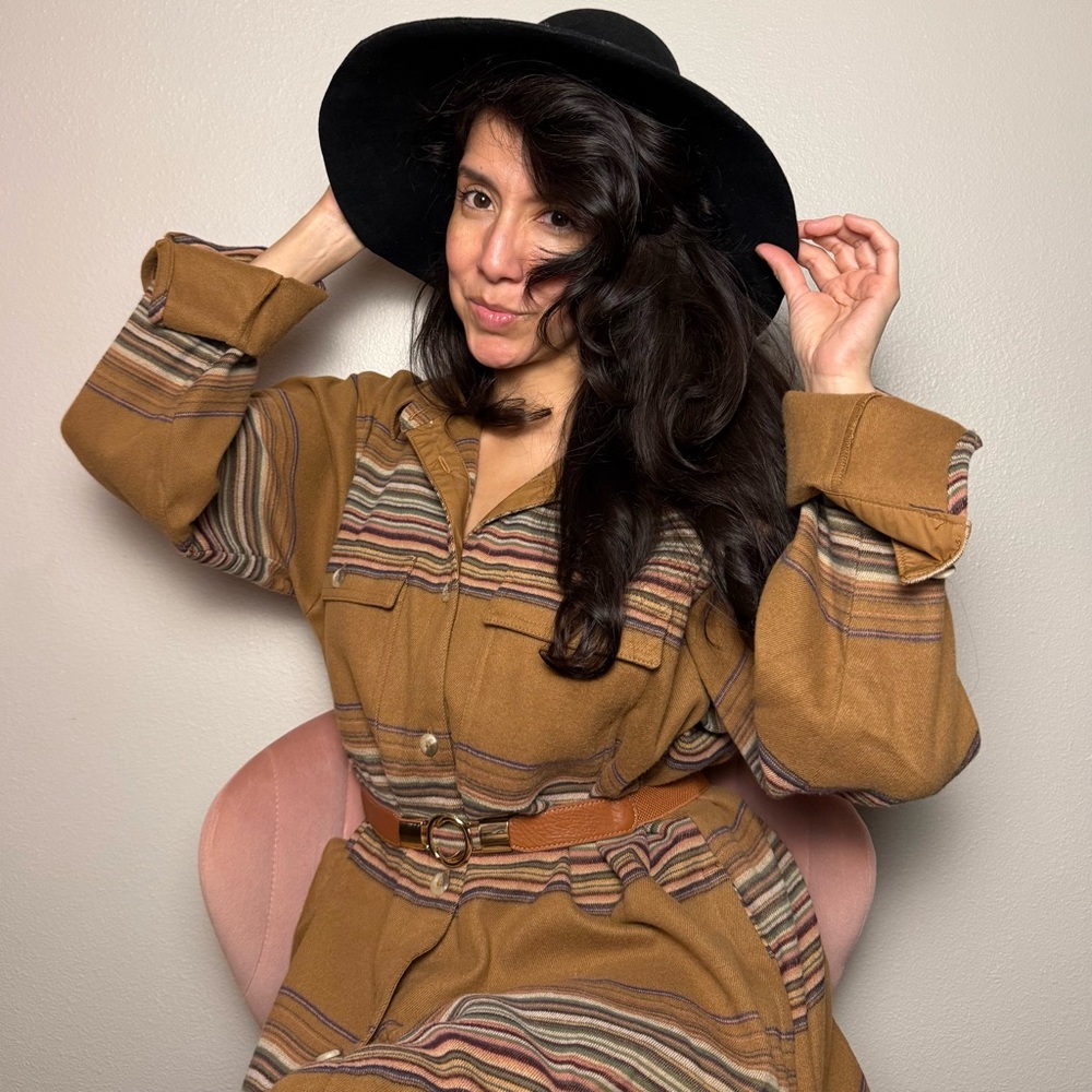 COLUMBIA Striped Button-Up Shirt Jacket Womens Large Brown Multicolor Shacket